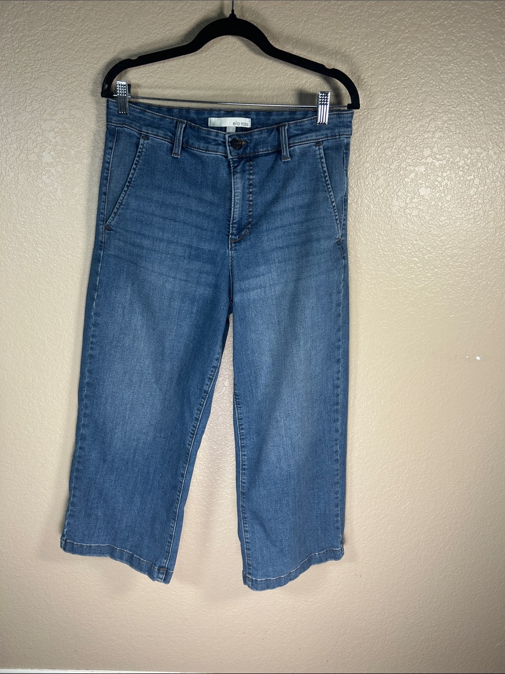 Ella Moss High Rise Wide Leg Cropped Denim Jeans Size 8 Medium Wash